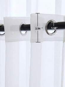 2 件现代白色薄纱窗帘，透明半透明杆袋设计，适用于卧室、客厅、厨房、浴室、家居装饰 - 白色 - 查看 2