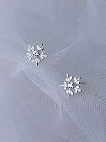 Snowflake Stud Earrings For Women, Minimalist Unique Design Cute Floral Earrings, Student Jewelry(The Random Shipping Pictures Are For Reference Only) Christmas Waist Chain Hoop Earrings Women Jewelry Women Christmas Decorations Hoops Fairy Earrings For Women Necklaces - 隨機 - 查看 6