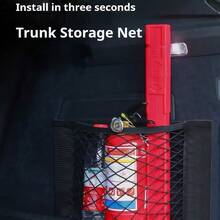 1pc Car Accessories Storage Net, Versatile Trunk Organizer And Backseat Nylon Storage Net, Adjustable To Fit Different Car Models, Maximizes Utilization Of Every Corner In The Vehicle - Black - View 8