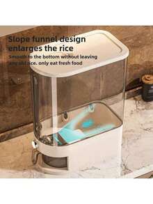 10kg (22lb) Rice Dispenser Cereal Container / Cereal Keeper With Measuring Cup, Airtight Food Storage Container With Built-In Insect Repellent Box, Automatic Locking Lid, Keep Rice, Flour, Grains Fresh - Transparent 20 Catties - View 10
