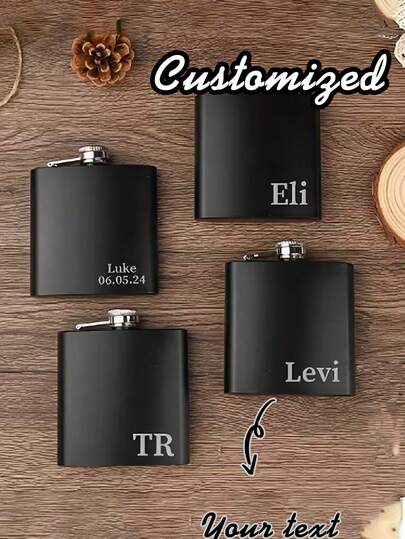 1pc Personalized Stainless Steel Flask,Custom Portable Hip Flask,Custom Engraved Name, Ideal For Groomsmen Gifts, Portable Bar Tool, Birthday, Valentine's, Christmas Presents, Event Souvenir,Customizable Birthday Gifts Liquor Flask,Groomsmen Flask,Suitable For Birthday Party,Weddings Celebration,Valentine'S Day,Anniversaries, Father's Day,Ideas Gifts For Him,Boyfriend,Couples,Dad,Men,Family