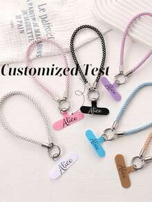 Cordón personalizado para teléfono móvil - Elegante y lujoso estilo a cuadros con cristales, atractivo y exclusivo accesorio universal de estilo corto para teléfono, correa de muñeca de nicho, cadena anti-pérdida para teléfono, pequeño regalo - Multicolor - Ver 1