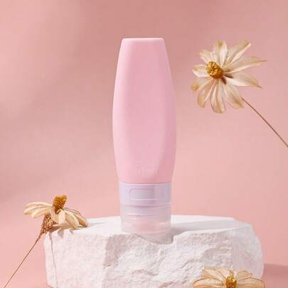 1 قطعة زجاجة سيليكون وردية فارغة سعة 60 مل - حاوية سفر قابلة لإعادة التعبئة ومانعة للتسرب للكريمات والشامبو وغسول الجسم والعينات المستحضرات التجميلية