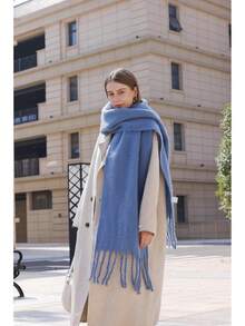 Bufanda cálida de invierno Wander Agio, pashmina larga, chales y envolturas grandes para mujeres, bufandas de manta grandes sólidas - Fruta Verde 9 - Ver 6