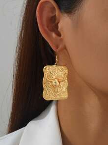 1 对西部牛仔哥特朋克复古独特牛头金属耳钉，适合日常通勤、办公室、线下活动、派对、服装搭配、与朋友聚会 - 方塊牛頭 - 查看 4