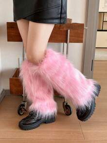 1 Pair Women's Faux Fur Leg Warmers, Plush Leg Covers For Fall/Winter Versatile Fox Fur-Look Shoe Covers Y2K Sweet & Edgy Leg Warmers For Clubbing Japanese JK Subculture Style, Cozy