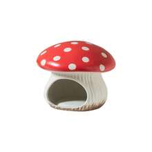 创意红蘑菇系列仓鼠窝陶瓷躲猫猫洗澡碗金仓鼠拉普兰豚鼠小宠浴沙碗用品 - 紅色 - 查看 5