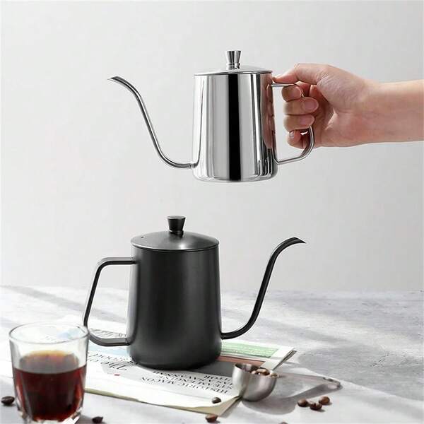 350ml Pour Over Coffee Kettle Stainless Steel Narrow Spout Gooseneck Coffee Drip Kettle With Lid Tea Pot Camping
