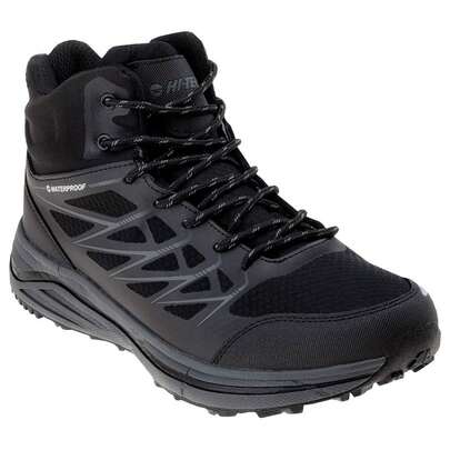 Hi-Tec Mens Hewila Waterproof Mid Cut Walking Shoes (Black) - 100% Mixed - (IG1088)
