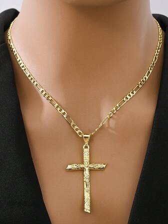  1pc New Hypoallergenic Copper Inlaid Zirconia Cross Pendant Necklace, Suitable For Christmas/Thanksgiving/Halloween/Mother's Day/Valentine's Day Couples/Friends/Believers, Catholic First Communion, Gift, Daily & Holiday Wear