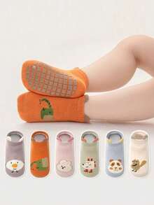 12 đôi tất cotton chống trượt cho bé, tất chống trượt thoáng khí hình hoạt hình dễ thương cho trẻ nhỏ - Nhiều màu - Xem 3