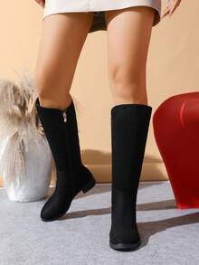 Giày bốt cao cấp kiểu da lộn thời trang Thu/Đông dành cho nữ, có thiết kế khóa kéo bên hông tiện lợi để dễ dàng xỏ vào/tháo ra, lớp lót giữ nhiệt ấm áp, chiều cao cổ giày tôn dáng, đế giày thoải mái khi mang trong thời gian dài, màu nude cổ điển mang lại sự linh hoạt vượt thời gian, thích hợp để đi làm và sử dụng hàng ngày, kiểu giày bốt biker cổ điển sang trọng - màu nâu - Xem 6