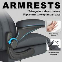 Heavy Duty Ergonomic Executive Chair With Padded Arms , Big And Tall Computer Chair With Adjustable Headrest, 360°Swivel Free,Easy To Assemble - Xám - Xem 4