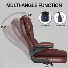 Heavy Duty Ergonomic Executive Chair With Padded Arms , Big And Tall Computer Chair With Adjustable Headrest, 360°Swivel Free,Easy To Assemble - 棕色 - 查看 5