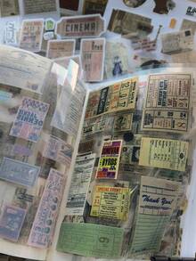 1本20张复古英文信纸、古董发票、清单DIY剪贴簿装饰贴纸本，多材质剪贴簿用品文具贴纸 - 彩色 - 查看 1