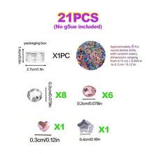 1 套/21 件可爱蝴蝶牙齿首饰套装带盒，Y2K 经典风格可爱牙齿时尚装饰，DIY 小众牙齿配件入门套件，男女通用（不含胶水） - 彩色 - 查看 9