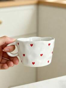 1 pièce Tasse en céramique asymétrique avec motif floral créatif dessiné à la main, tasse de thé d'après-midi, tasse à café, tasse de petit-déjeuner, tasse de dessert pour célébrité internet mignonne - tasse - Voir 11