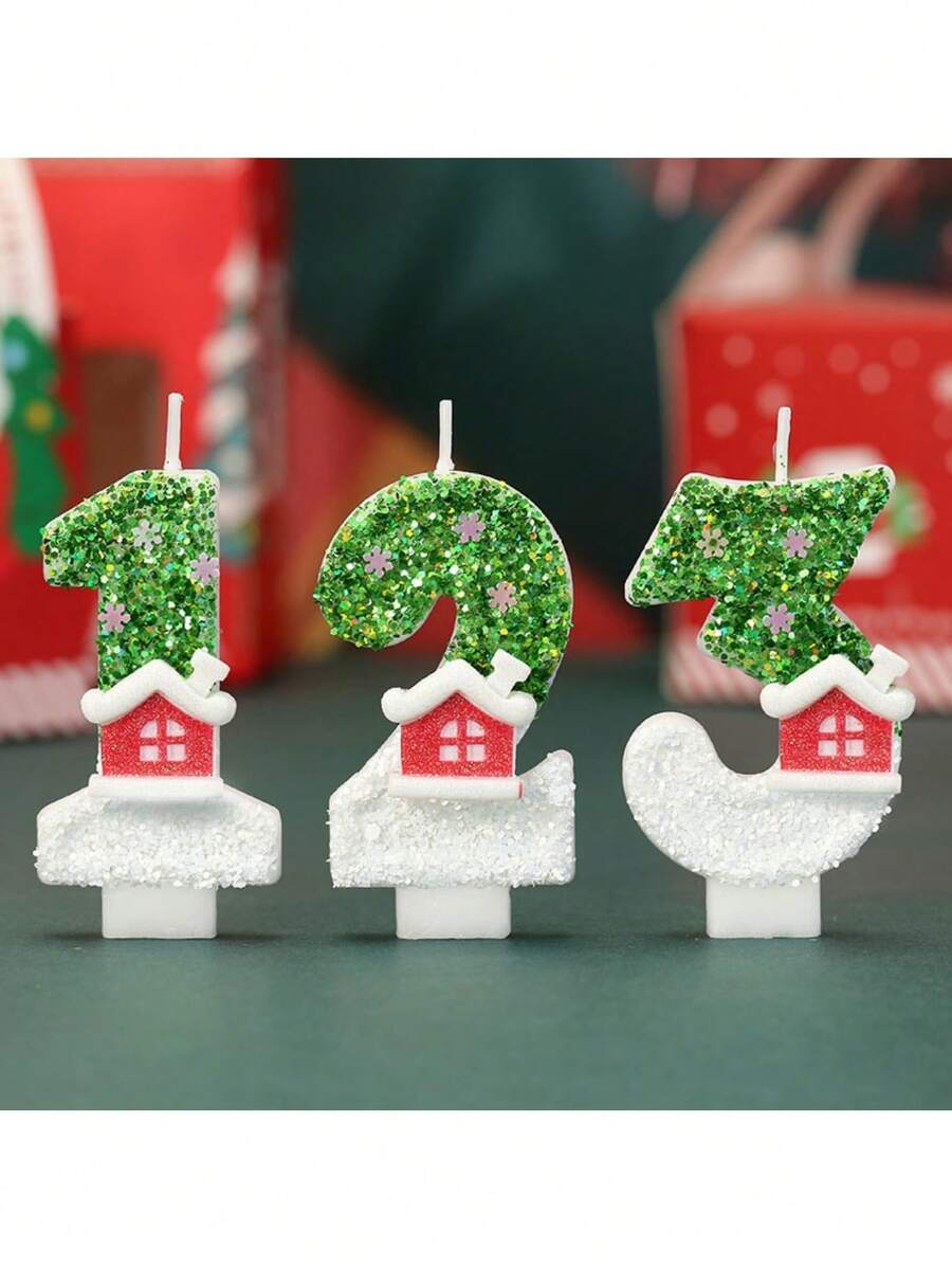 1 pieza Vela de cumpleaños con número azul de 0 a 9 con diseño de copo de nieve, ideal para fiestas de cumpleaños, decoraciones navideñas y regalos de Navidad
