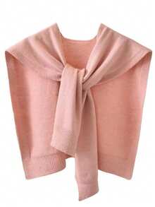 女士针织披肩，纯色肩披开衫，轻薄夏季围巾系颈配饰，春秋季连衣裙搭配。