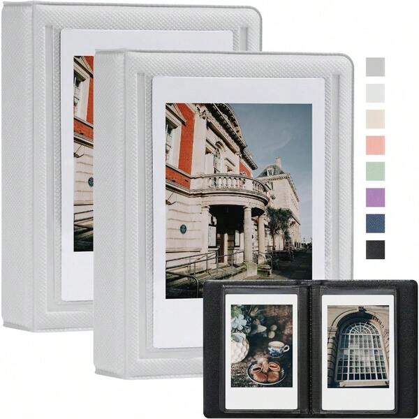 2 Pack  Mini Photo Album Plastic Customizable Cover 28 Pockets  Photo Album For 2x3 Pictures  Album Book For Fujifilm  Mini Instant Camera Pink