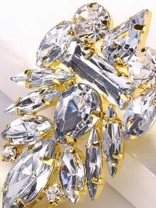 Bộ 2 bông tai đèn chùm đính đá cỡ lớn, dành cho nữ - Bông tai pha lê hình giọt nước phóng đại, trang sức cưới dự tiệc trang trọng. - hình học - Xem 4