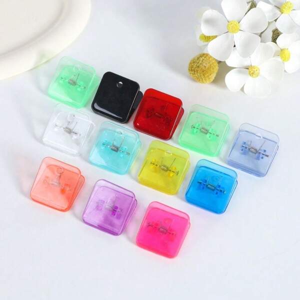 10pcs Acrylic Square Corner Clips Students Learning Letter Paper Clip Document Folder Office Ticket Holder Contract Clamps