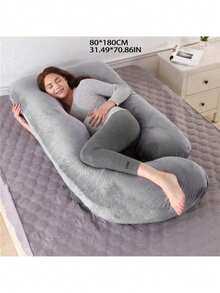 1PC Plus Size Pregnancy Pillow - Removable Crystal Velvet G-Shaped Pillow For Pregnant Girl, The Fabric Is Soft, Convenient For Cleaning,Side Sleeper Waist Support & Postpartum Nursing Pillow | Black, Gray & Multiple Colors Available