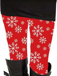 Women's Brushed Christmas Halloween Ankle Length Seasonal Printed Leggings S-3XL - C-紅色雪花2 - 查看 5