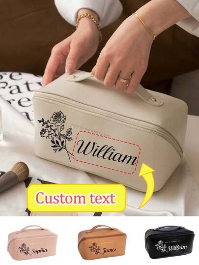 Customized Exclusive Women'S Cosmetic Bag With Flowers, No Fragrance, Personal Care Accessories Cosmetic Bag, Portable, Multi-Functional, Multi-Purpose Customized Personalized Women'S Gift, Travel Bag
