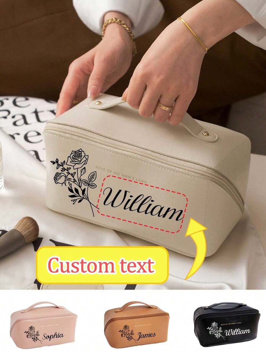 Personalizowana, ekskluzywna kosmetyczka damska z kwiatami, bezzapachowa, kosmetyczka na akcesoria do pielęgnacji osobistej, przenośna, wielofunkcyjna, wielofunkcyjna, spersonalizowana, spersonalizowana, prezentowa, torba podróżna - Wielokolorowe - Zobacz 1