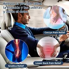 Cojí Elevador de Asiento de Coche de 10cm en Negro - Espuma Viscoelástica para Adultos, Alivia Dolor de Espalda y Coxis, Ideal para Asientos de Automóvil, Sillas de Oficina y Camiones - Negro - Ver 7