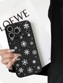 1 Piece Snowflake Floating Anti-Fall Anti-Skid Black Phone Case Protective Cover, Suitable For IPhone 17/17 Air/7 Pro/7 Pro Max, Galaxy A04/A05s/A13/A14/A15/A16/A34A5/A36/A52/A53/A54/A55/A56/S21/S22/S2S24/S25/S25 Ultra/ 6A/7A/8A/9/10 Pro X/Moto86/G85 And Other Models, Suitable As A Gift For Friends And Family