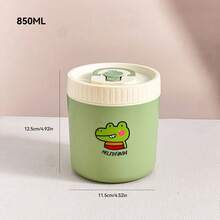 صندوق غداء حراري دائري من الفولاذ المقاوم للصدأ 304 بنمط جميل مع مقبض، صندوق بنتو مزدوج الطبقة معزول قابل للفصل، حاوية غداء محمولة وإعادة الاستخدام مقاومة للتسرب، حاوية تخزين الطعام، آمنة للميكروويف والغسالة الآلية، مناسبة لاستخدام الطلاب والبالغين في المدرسة والمكتب والتخييم والنزهات والسفر