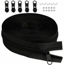 19 Cuộn / 6 Cuộn Màu #5/#3 Dây kéo cuộn nylon theo mét Dài 4 mét trong cuộn nylon liên tục có thanh trượt dây kéo và chốt khóa kéo để may đồ bọc - Dòng màu xám - Xem 2