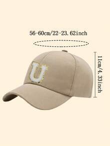 1顶男女通用刺绣26字母棒球帽，可调节休闲透气防晒帽，适合春夏季室内外佩戴 - 卡其色 - 查看 11