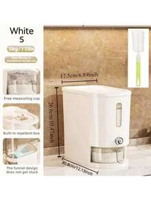 10kg (22lb) Rice Dispenser Cereal Container / Cereal Keeper With Measuring Cup, Airtight Food Storage Container With Built-In Insect Repellent Box, Automatic Locking Lid, Keep Rice, Flour, Grains Fresh - Transparent 20 Catties - View 7