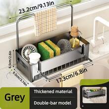 1pc New Kitchen Sink Caddy, Sturdy Thick Material With High Load Capacity, Enlarged Drainage Hole For Smooth Drainage, Large Storage Space For Sponges, Dish Soap, Scouring Pads, Rags, Suitable For Kitchen, Bathroom, Balcony