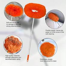 Retractable Household Cleaning Brush, Suitable For Ceiling Cleaning, Ceiling Fan Cleaning, Household Essential Cleaning Brush, Convenient Cleaning Brush, Cleaning Tool, Dust Removal Supplies - 橘色 - 查看 4