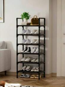 1 pièce Petite étagère à chaussures noire de 45 cm de large, peu encombrante, minimaliste, anti-poussière, robuste, à la mode, facile à monter et à démonter, portable, idéale pour le salon, la chambre, l'entrée, le bureau, la maison, le rangement à plusieurs niveaux, comme cadeau de Noël ou pour les enfants.