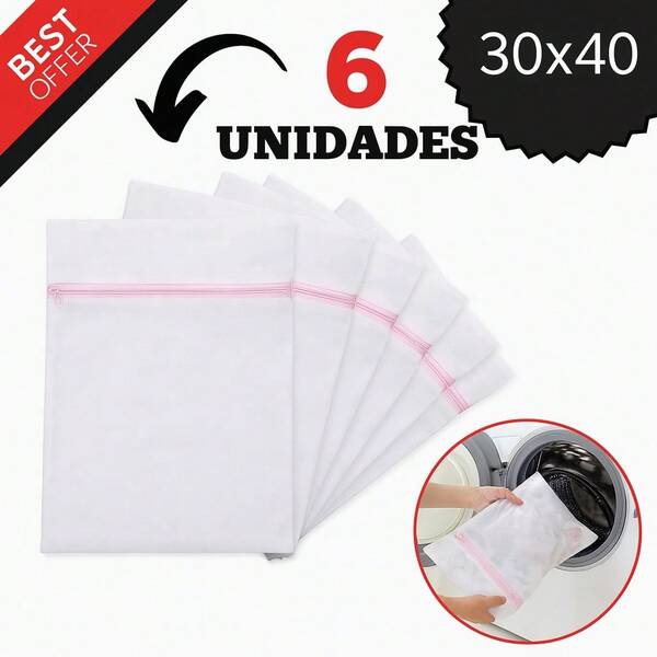 Kit 6 Sacos Para Lavar Roupas Lavadora Roupas em Máquina de Lavar 30X40CM
