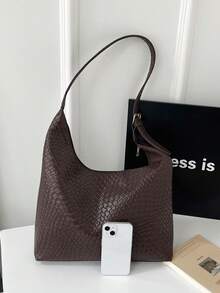 时尚大容量单肩托特包，专为女性设计 - 咖啡 - 查看 9