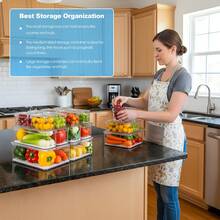 14 Pack Fridge Organizer Bins With Lids, Stackable Clear Refrigerator Storage Containers For Fruits, Vegetables, Drinks, Snacks & Pantry Organization,Halloween Candy Storage Box - Trong sáng - Xem 6