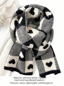 Classic Love Double-Sided Scarf For Girl - Winter And Autumn Warmth, Fashionable Knitted Scarf, Versatile Scarf - Multicolor - View 1
