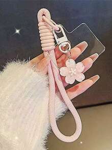 1 pieza Llavero con colgante de Sakura de gelatina estilo INS, cadena trenzada, accesorio de encanto de teléfono corto - Multicolor - Ver 11
