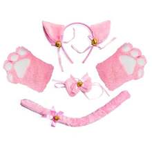 Cute Cat Cosplay Props Cat Ear Headband Cat Paw Gloves Cat Tail Accessories Set Comic Exhibition Party Ball Costume Accessories Set Photo, Party Super Cute, Sweet Girl Easily Get Cute Atmosphere, Close Your Eyes And Enter~ - 白色髮箍五件套 - 查看 2