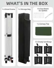 3Mx3M Carpa Plegable con Montaje Instantáneo, Toldo Gazebo de 3 Alturas Ajustables en Tela Oxford 210D y Estructura Antióxido, Bolsa con Ruedas y 4 Sacos de – Protección UV para Playa, Fiesta, Outdoor - Verde - Ver 8
