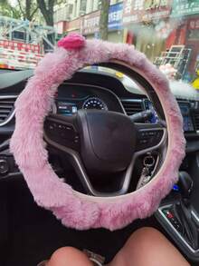 Husă volan auto caldă de iarnă, husă de protecție pentru volan auto de pluș, fără inel interior, husă de mâner pentru volan de iarnă pentru fete drăguțe.