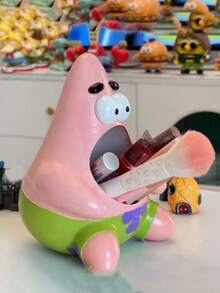 SpongeBob SquarePants 1个海绵宝宝主题派对装饰塑料摆件，可爱派大星造型，海绵宝宝桌面摆件，笔筒，化妆刷收纳架，牙刷架，适用于办公桌、书架、窗台，创意桌面配件，非常适合节日、生日、圣诞派对，送给朋友、家人和海绵宝宝粉丝的礼物 - 彩色 - 查看 2