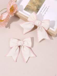 6pcs Baby Girls' Fabric Bow Hair Clips, Colorful Bowknot Hair Barrettes, Soft Fabric Ponytail Clips, Embroidered Fan-Shaped Bow Hair Accessories, Sweet Daily Wear Hair Clips For Infants, Baby Hair Decorations - Multicolor - View 11