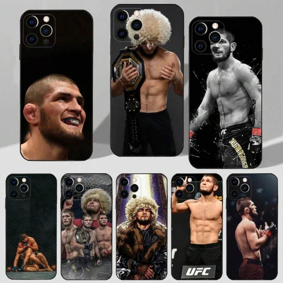 Boxing Cool K-Khabib Phone Case Compatible With  16,15,14,13,12,11 Plus, Pro Max, XS, X, XR, SE, Mini, 8, 7 Soft Silicone Black Cover, Cover Compatible With  17 Pro Case,  17 Pro Max Case,  17 Case,  16 Pro Case - Z6 - 查看 1